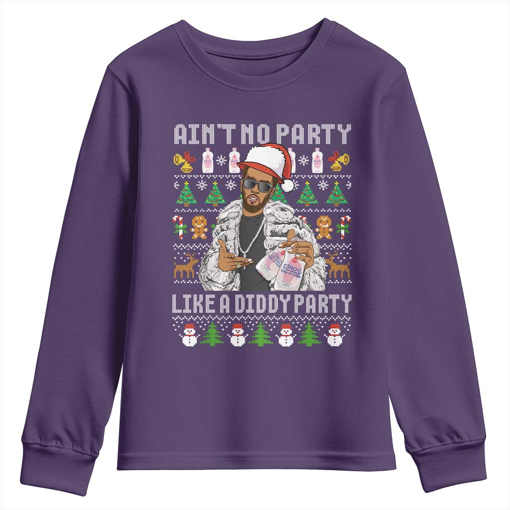 Funny Christmas Diddy Youth Sweatshirt Aint No Party Like A Diddy Party Baby Oil Ugly Xmas TS10 Purple Print Your Wear