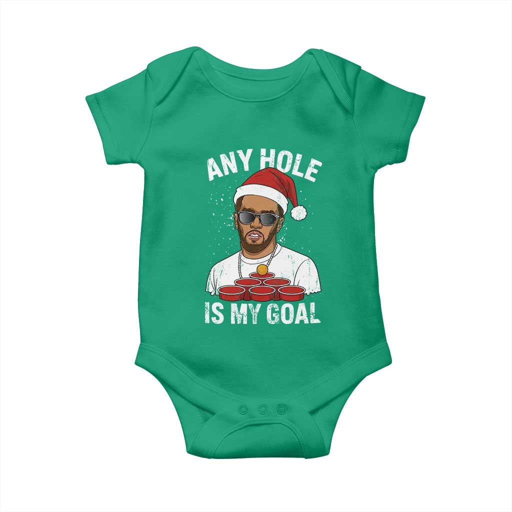 Funny Christmas Diddy Baby Onesie Any Hole is My Goal TS10 Irish Green Print Your Wear