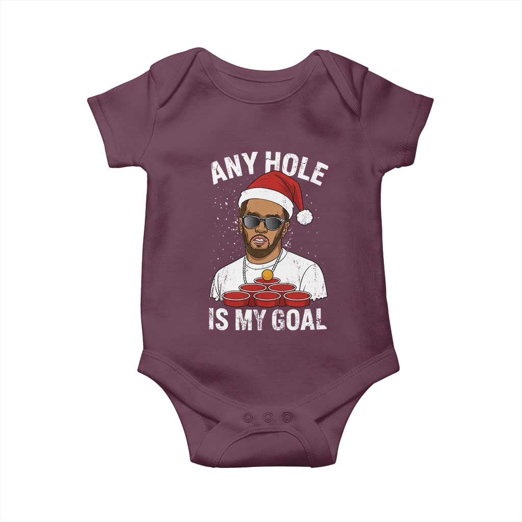 Funny Christmas Diddy Baby Onesie Any Hole is My Goal TS10 Maroon Print Your Wear