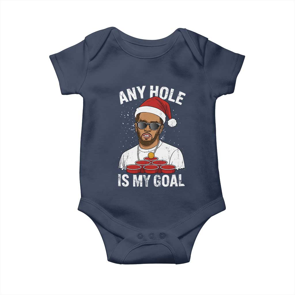 Funny Christmas Diddy Baby Onesie Any Hole is My Goal TS10 Navy Print Your Wear
