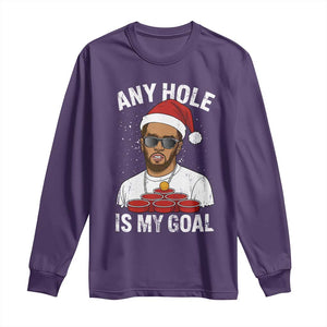 Funny Christmas Diddy Long Sleeve Shirt Any Hole is My Goal TS10 Purple Print Your Wear