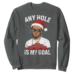 Funny Christmas Diddy Sweatshirt Any Hole is My Goal TS10 Dark Heather Print Your Wear