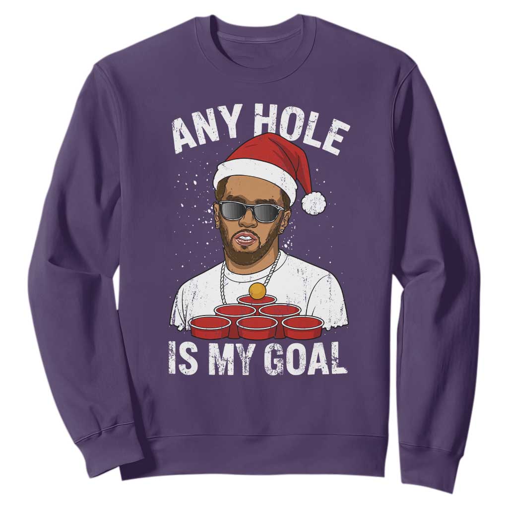 Funny Christmas Diddy Sweatshirt Any Hole is My Goal TS10 Purple Print Your Wear