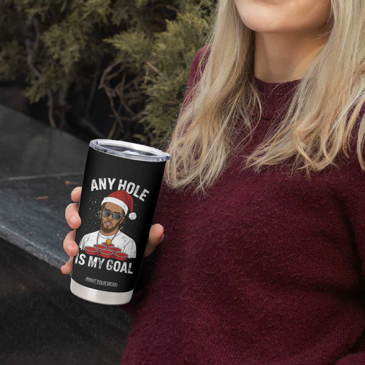 Funny Christmas Diddy Tumbler Cup Any Hole is My Goal TS10 Print Your Wear