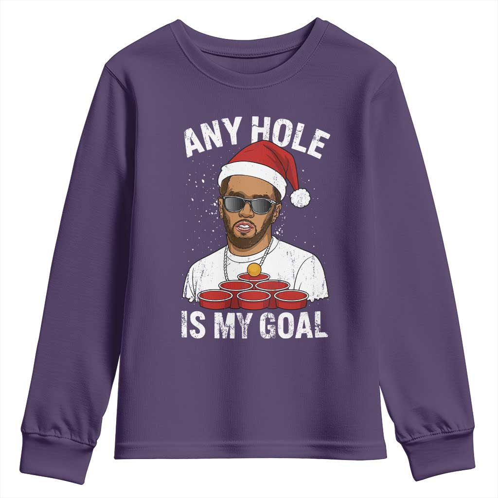 Funny Christmas Diddy Youth Sweatshirt Any Hole is My Goal TS10 Purple Print Your Wear