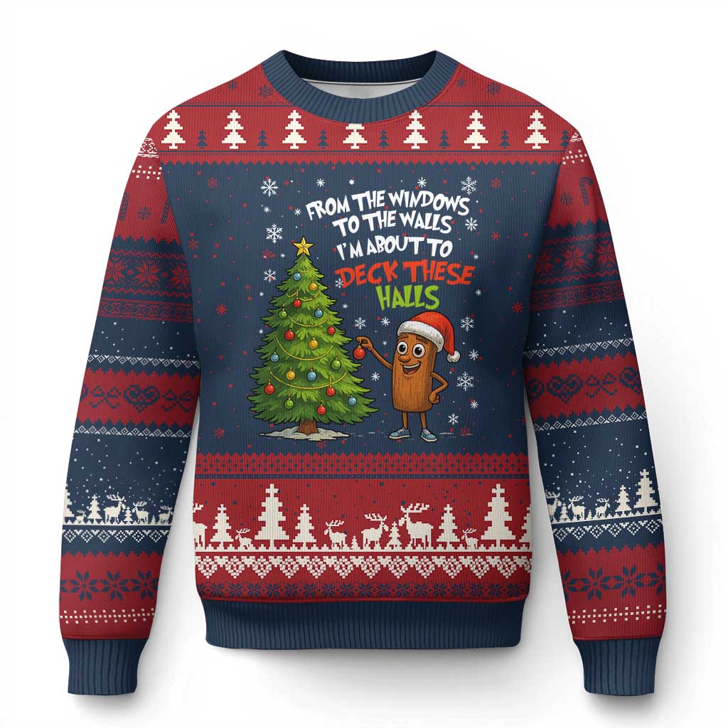 Funny Xmas Italian Brainrot Ugly Christmas Sweater Funny Memes From The Windows to the Walls I'm About To TS10 Navy Red Print Your Wear