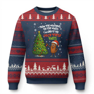 Funny Xmas Italian Brainrot Ugly Christmas Sweater Funny Memes From The Windows to the Walls I'm About To TS10 Navy Red Print Your Wear
