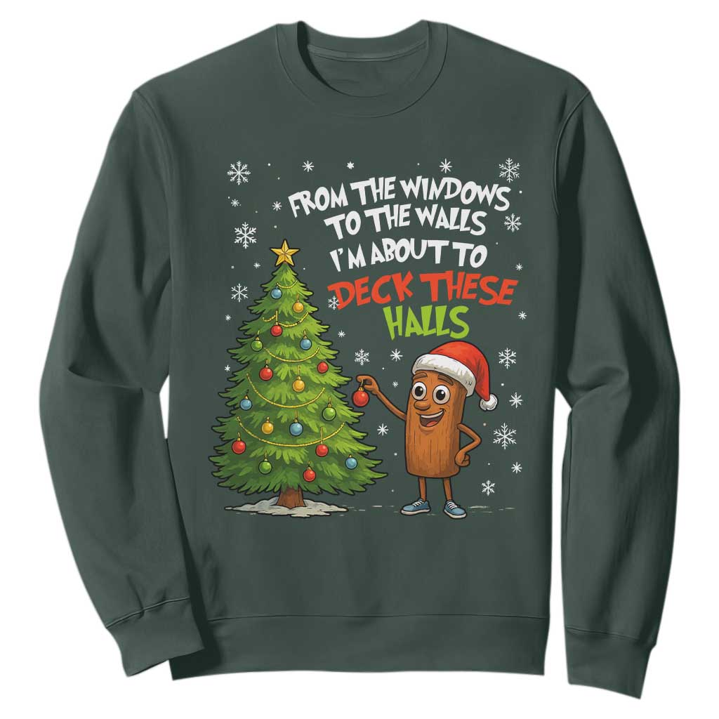 Funny Christmas Italian Brainrot Sweatshirt Funny Memes From The Windows to the Walls I'm About To TS10 Dark Forest Green Print Your Wear