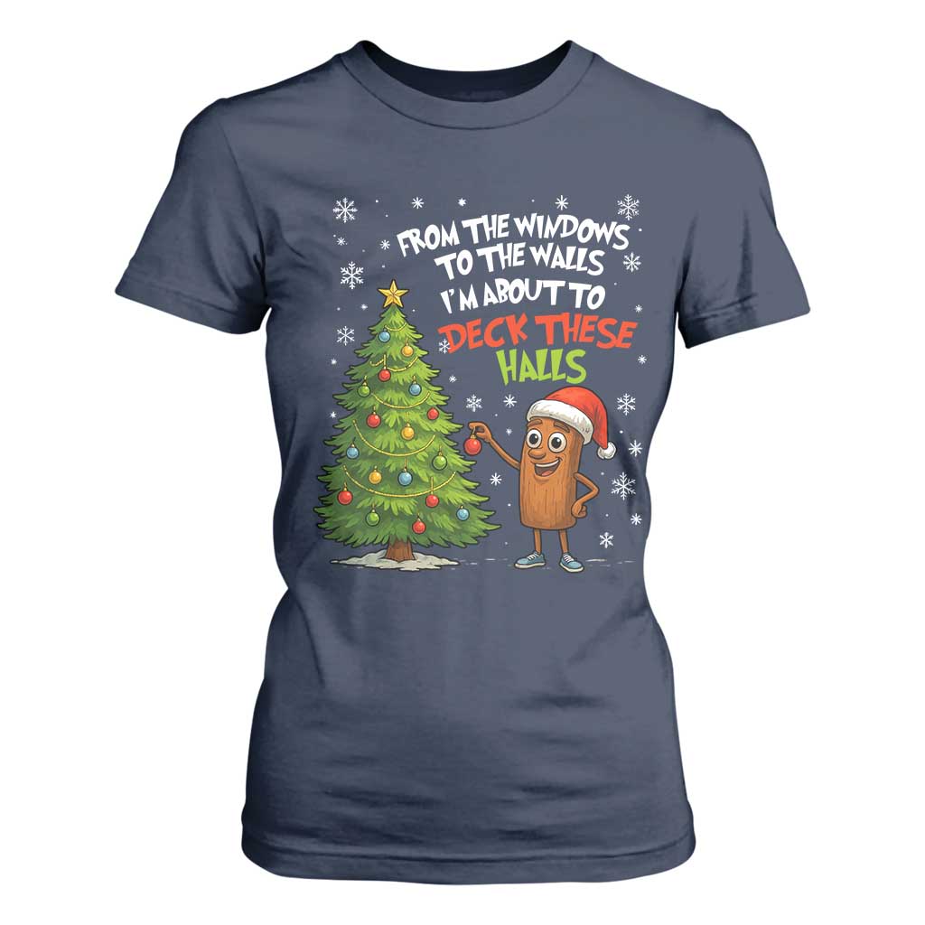 Funny Christmas Italian Brainrot T Shirt For Women Funny Memes From The Windows to the Walls I'm About To TS10 Navy Print Your Wear