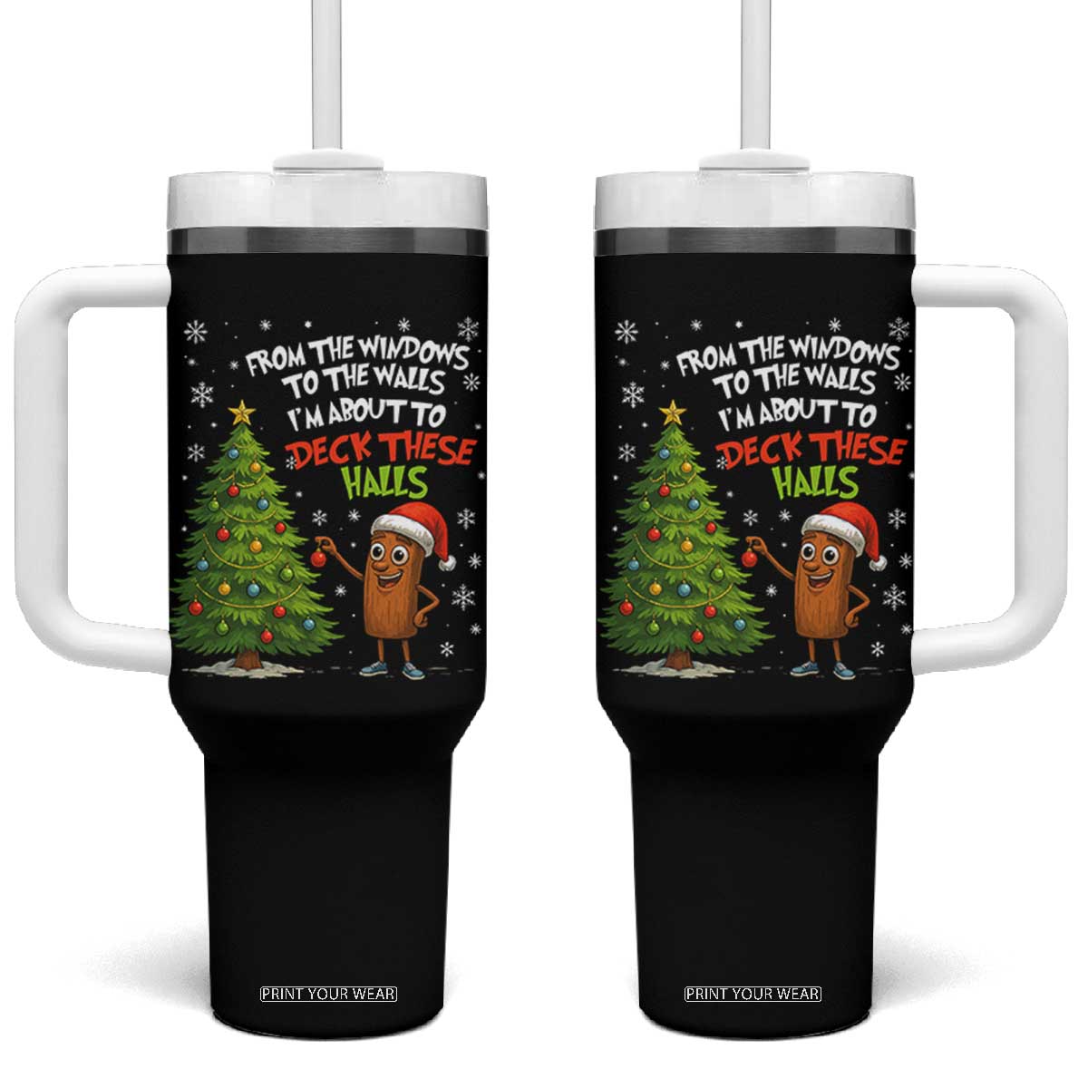 Funny Christmas Italian Brainrot Tumbler With Handle Funny Memes From The Windows to the Walls I'm About To TS10 One Size: 40 oz Black Print Your Wear