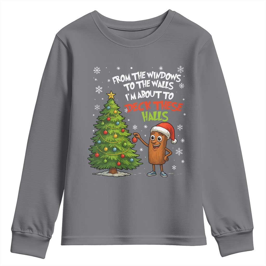 Funny Christmas Italian Brainrot Youth Sweatshirt Funny Memes From The Windows to the Walls I'm About To TS10 Charcoal Print Your Wear
