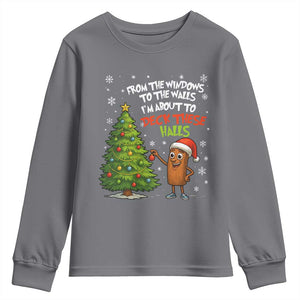 Funny Christmas Italian Brainrot Youth Sweatshirt Funny Memes From The Windows to the Walls I'm About To TS10 Charcoal Print Your Wear