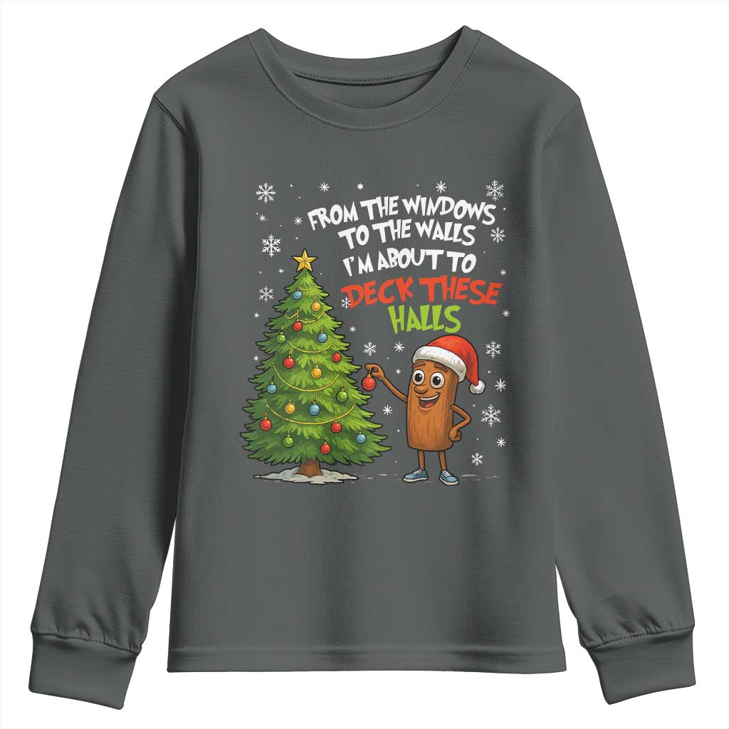 Funny Christmas Italian Brainrot Youth Sweatshirt Funny Memes From The Windows to the Walls I'm About To TS10 Dark Heather Print Your Wear