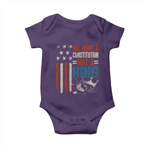 No Kings Protest Baby Onesie We Have A Constitution Not A King American Flag TS10 Purple Print Your Wear