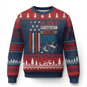 No Kings Protest Ugly Christmas Sweater We Have A Constitution Not A King American Flag - Print Your Wear