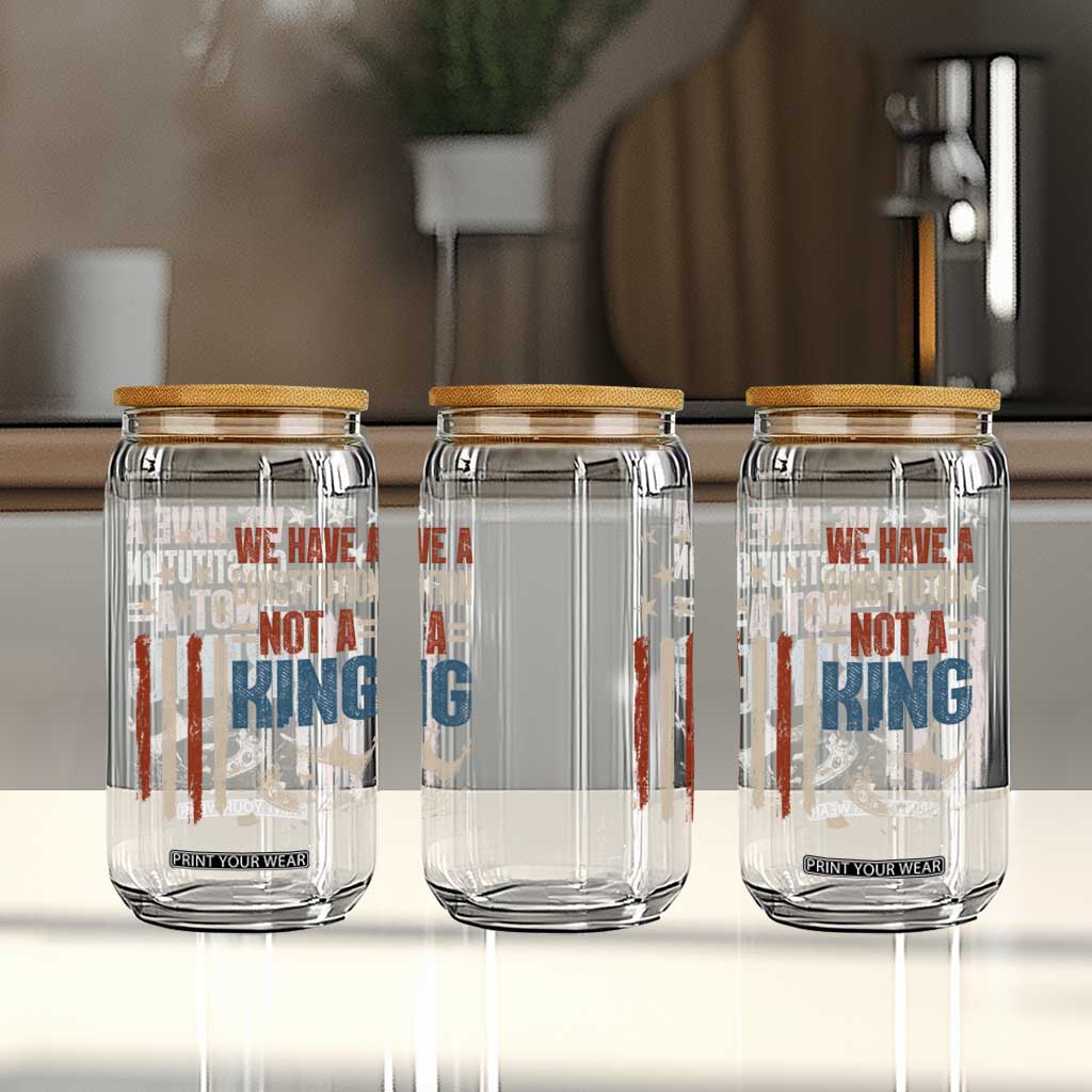 No Kings Protest Glass Can We Have A Constitution Not A King American Flag - Print Your Wear