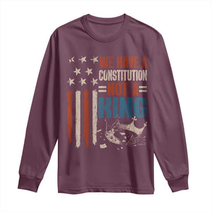 No Kings Protest Long Sleeve Shirt We Have A Constitution Not A King American Flag - Print Your Wear