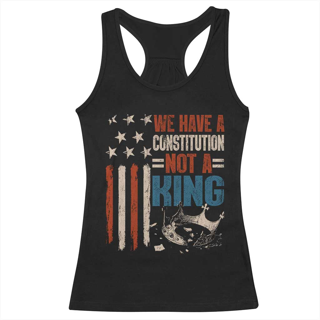 No Kings Protest Racerback Tank Top We Have A Constitution Not A King American Flag - Print Your Wear