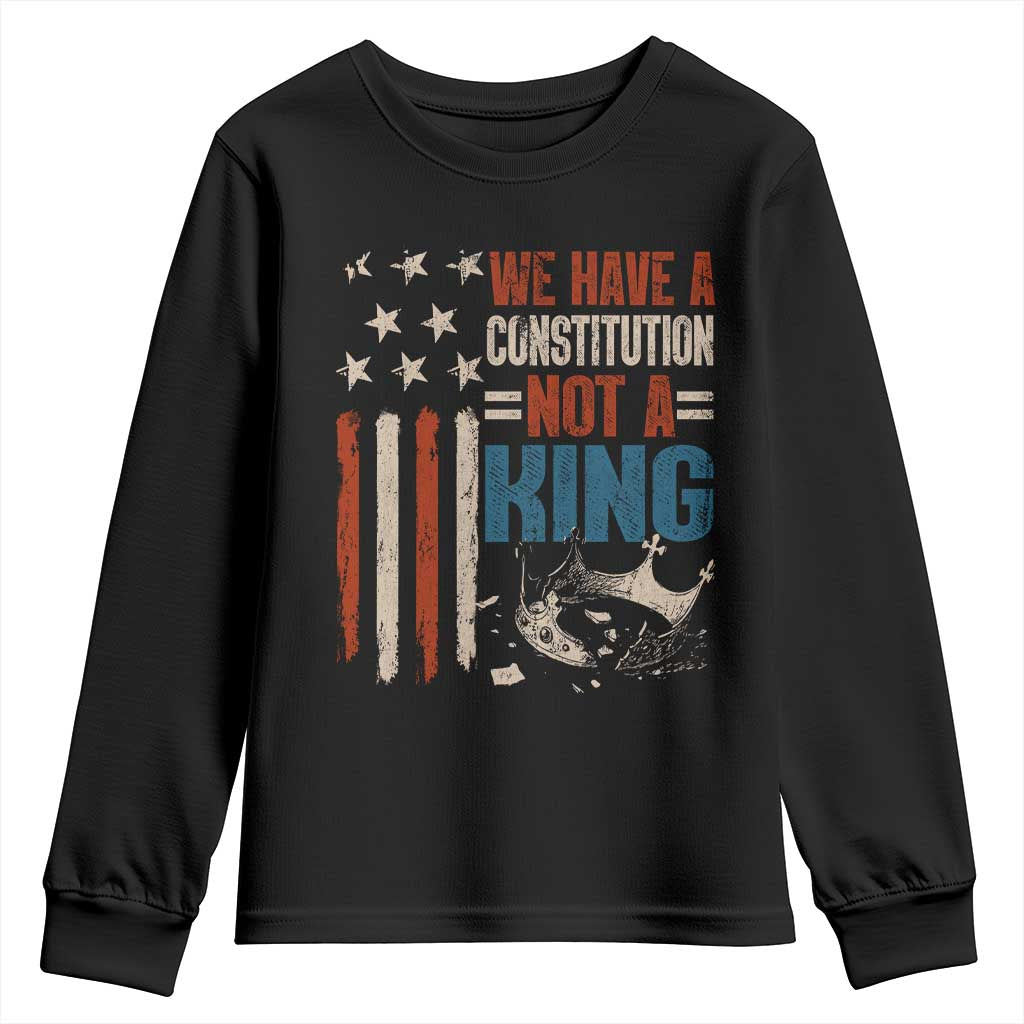 No Kings Protest Youth Sweatshirt We Have A Constitution Not A King American Flag - Print Your Wear