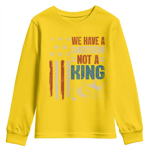 No Kings Protest Youth Sweatshirt We Have A Constitution Not A King American Flag - Print Your Wear