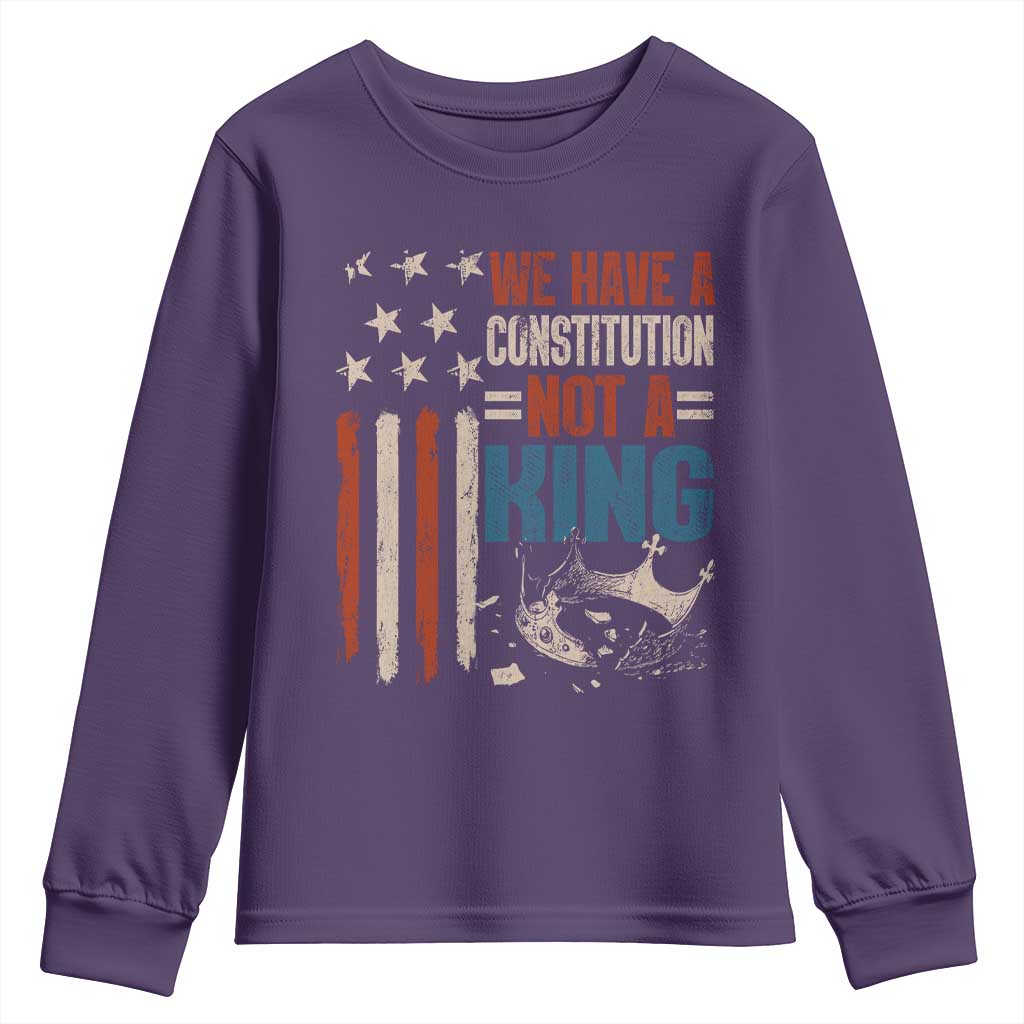No Kings Protest Youth Sweatshirt We Have A Constitution Not A King American Flag TS10 Purple Print Your Wear