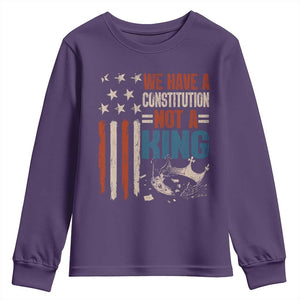 No Kings Protest Youth Sweatshirt We Have A Constitution Not A King American Flag - Print Your Wear