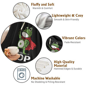 Resist Frog With Sword Throw Blanket No Kings Portland Protest Saves America TS10 Print Your Wear