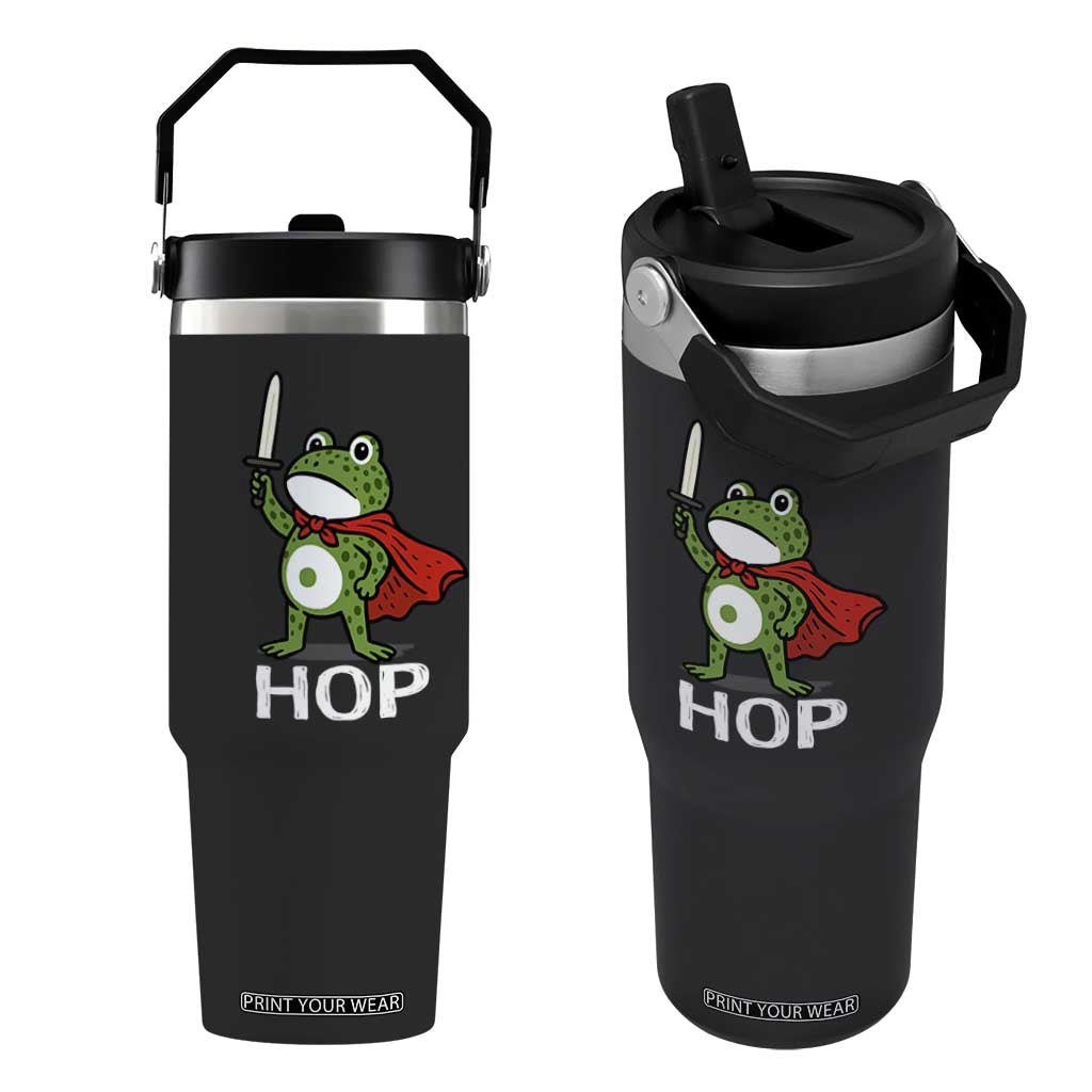 Resist Frog With Sword Flip Straw Tumbler No Kings Portland Protest Saves America TS10 One Size: 30 oz Black Print Your Wear