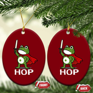 Resist Frog With Sword Ceramic Ornament No Kings Portland Protest Saves America - Print Your Wear