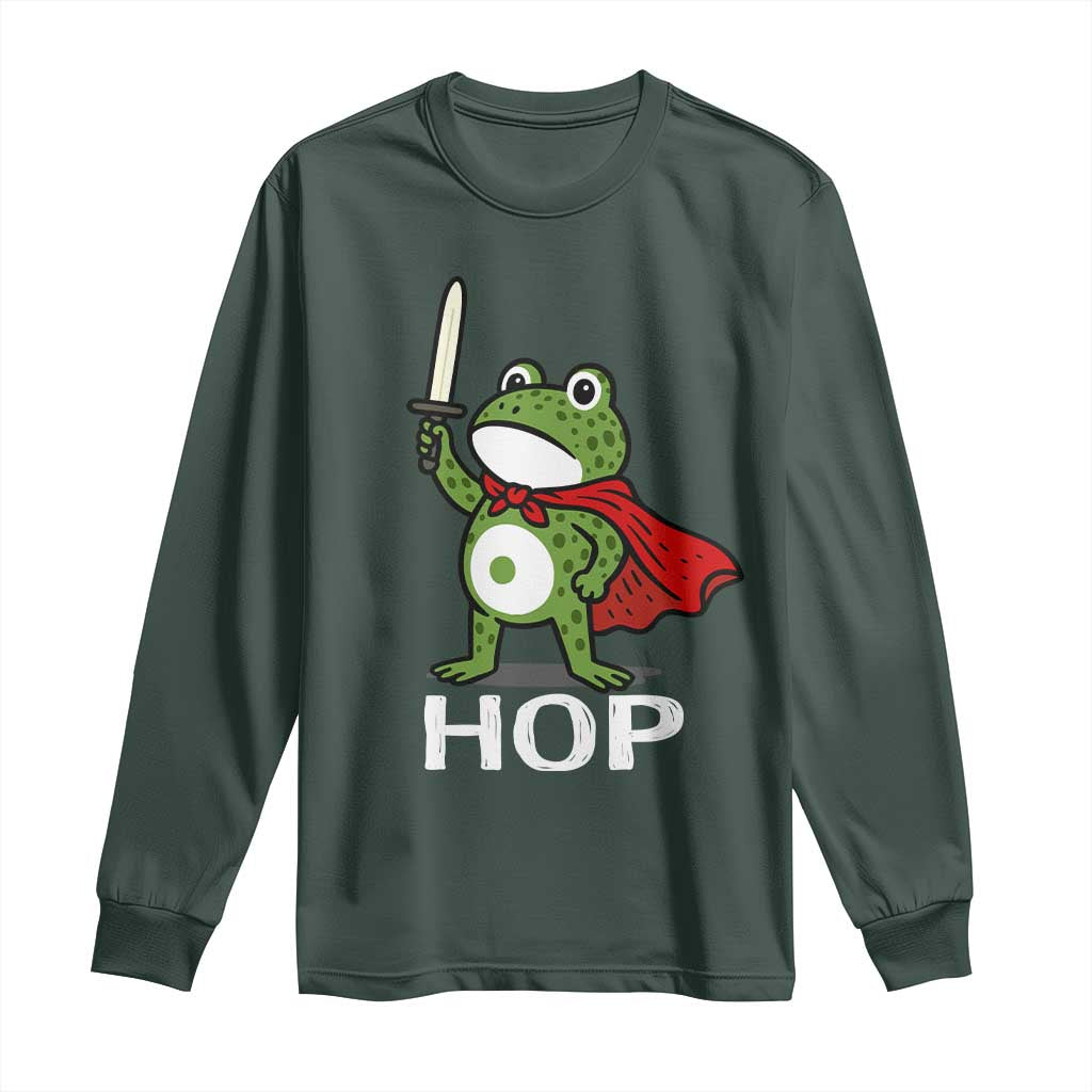Resist Frog With Sword Long Sleeve Shirt No Kings Portland Protest Saves America TS10 Dark Forest Green Print Your Wear