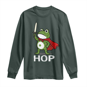 Resist Frog With Sword Long Sleeve Shirt No Kings Portland Protest Saves America TS10 Dark Forest Green Print Your Wear