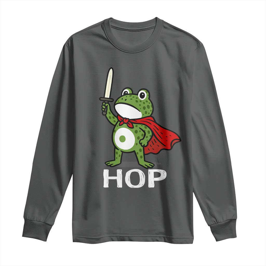 Resist Frog With Sword Long Sleeve Shirt No Kings Portland Protest Saves America TS10 Dark Heather Print Your Wear
