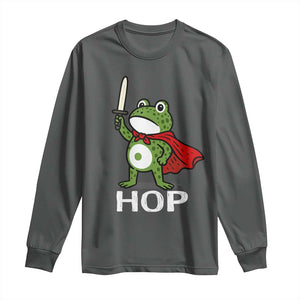 Resist Frog With Sword Long Sleeve Shirt No Kings Portland Protest Saves America TS10 Dark Heather Print Your Wear