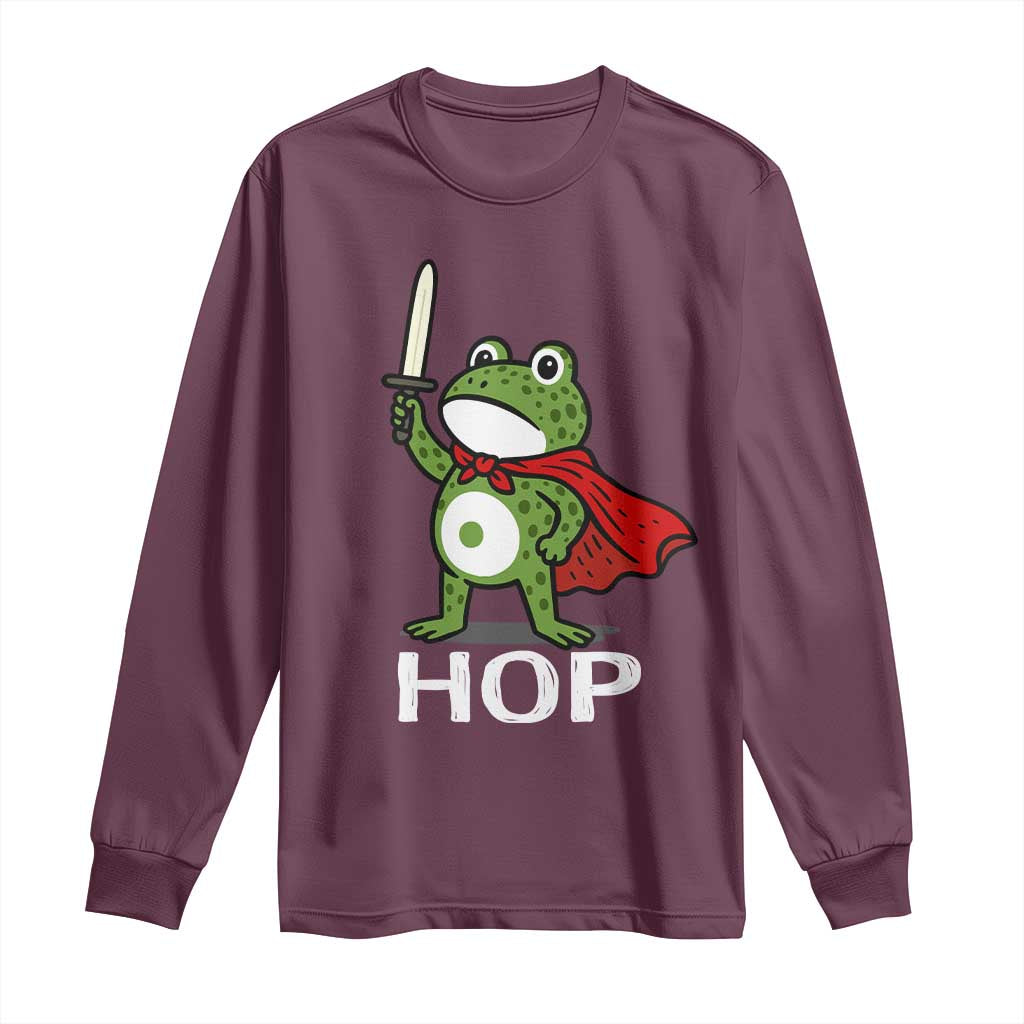 Resist Frog With Sword Long Sleeve Shirt No Kings Portland Protest Saves America TS10 Maroon Print Your Wear