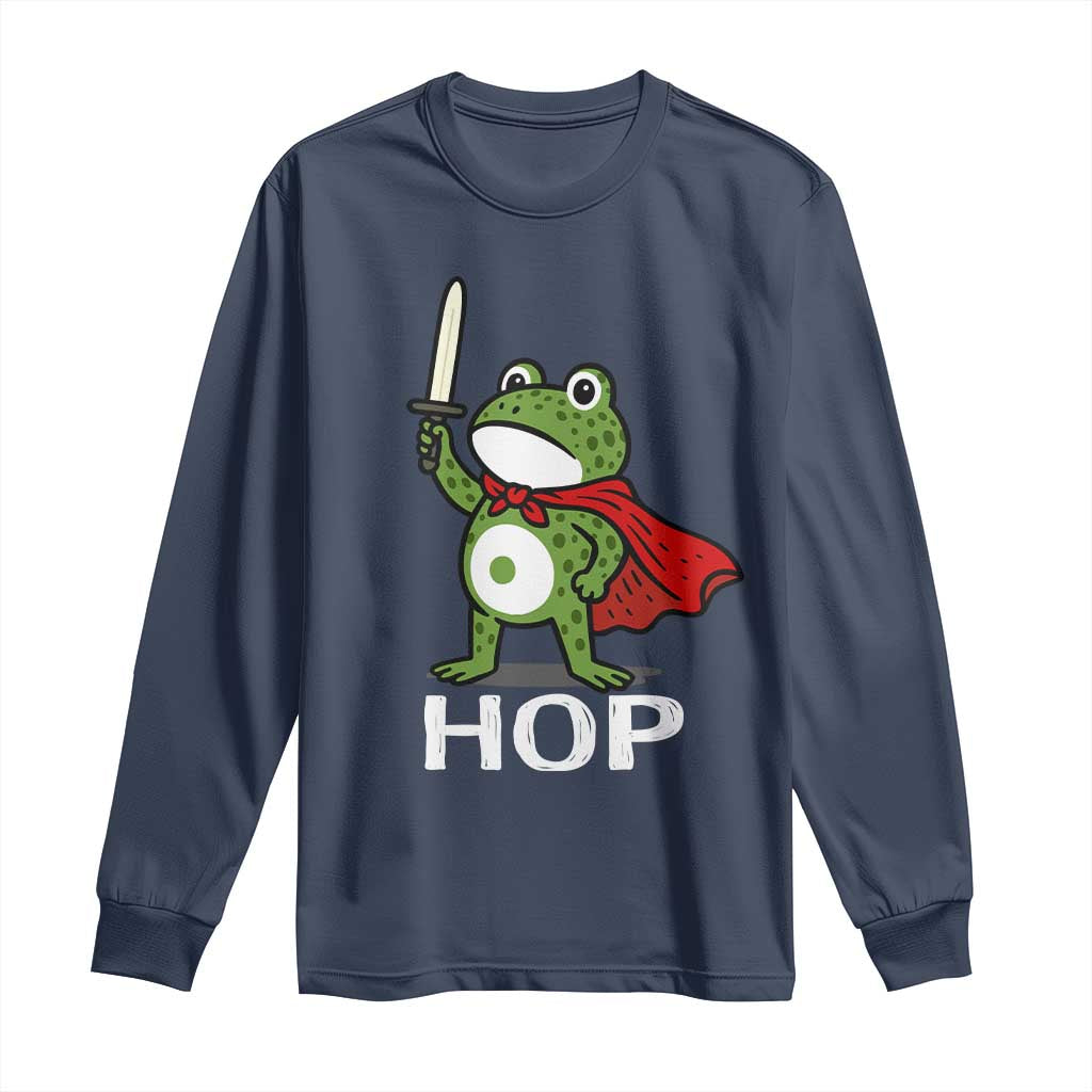 Resist Frog With Sword Long Sleeve Shirt No Kings Portland Protest Saves America TS10 Navy Print Your Wear