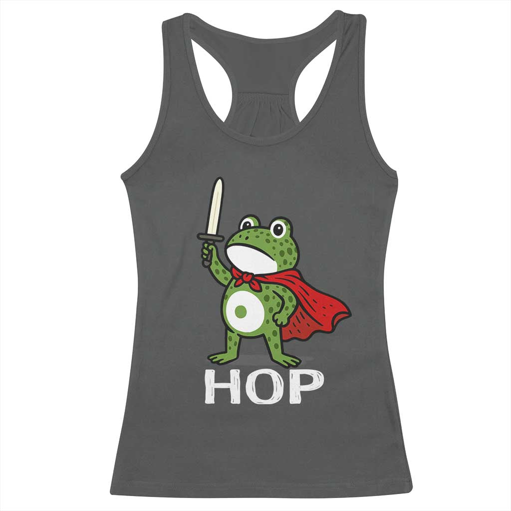 Resist Frog With Sword Racerback Tank Top No Kings Portland Protest Saves America TS10 Dark Heather Print Your Wear