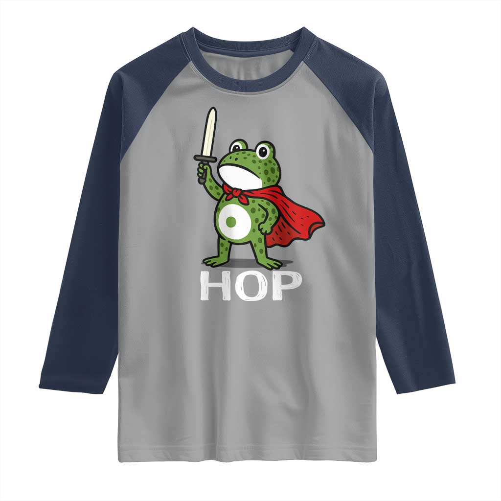 Resist Frog With Sword Raglan Shirt No Kings Portland Protest Saves America TS10 Sport Gray Navy Print Your Wear