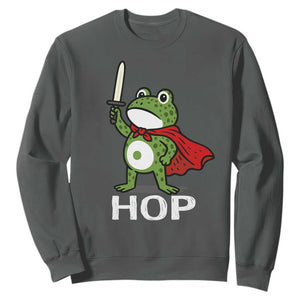 Resist Frog With Sword Sweatshirt No Kings Portland Protest Saves America TS10 Dark Heather Print Your Wear