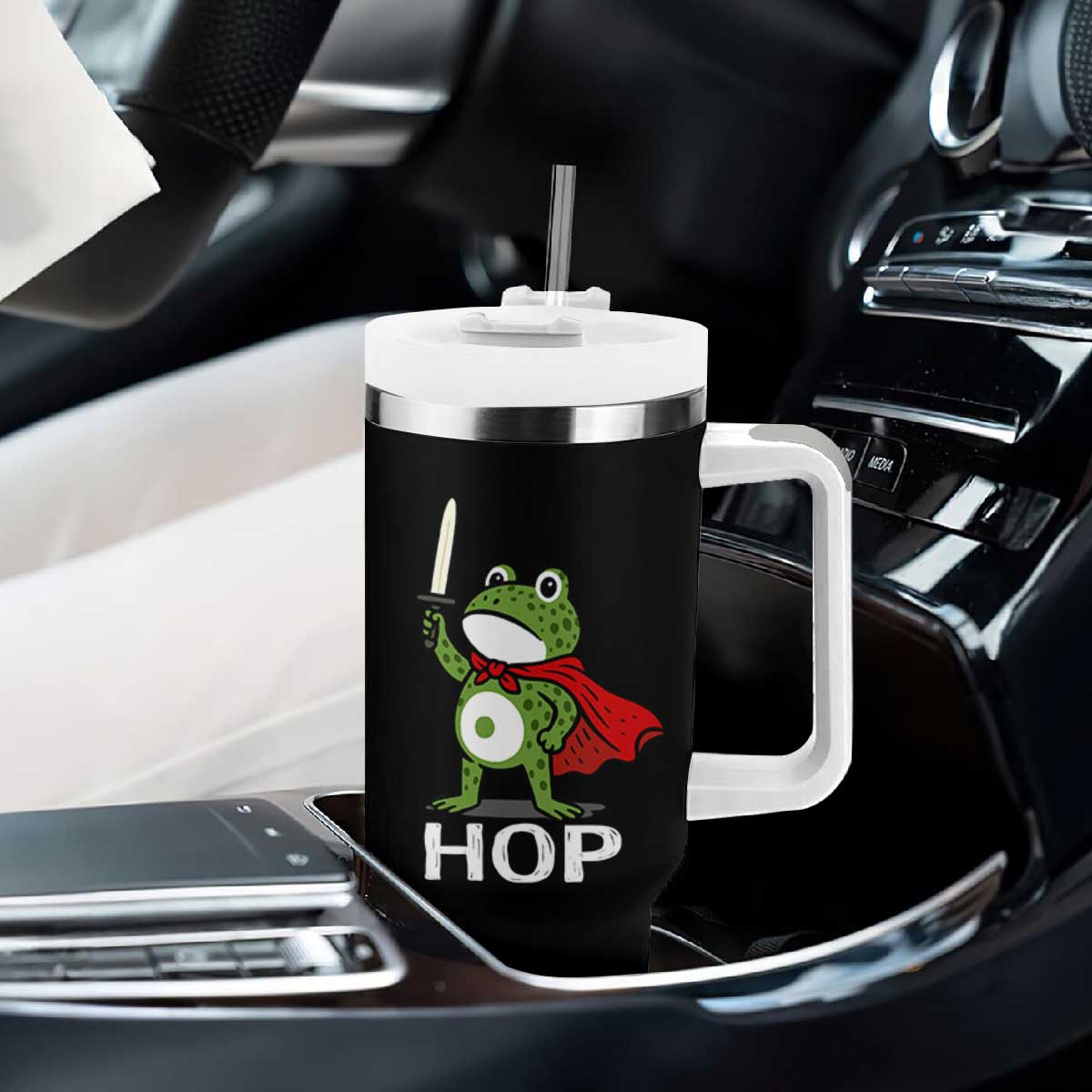 Resist Frog With Sword Tumbler With Handle No Kings Portland Protest Saves America TS10 Print Your Wear