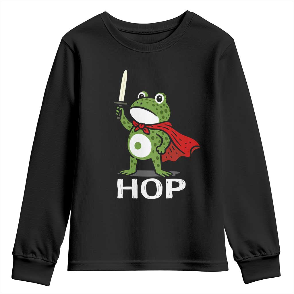 Resist Frog With Sword Youth Sweatshirt No Kings Portland Protest Saves America TS10 Black Print Your Wear