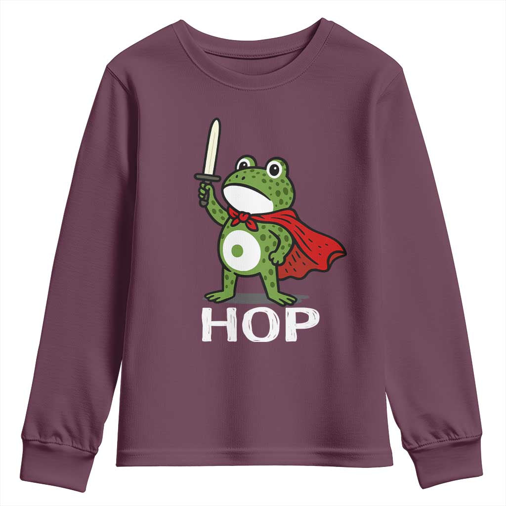Resist Frog With Sword Youth Sweatshirt No Kings Portland Protest Saves America TS10 Maroon Print Your Wear