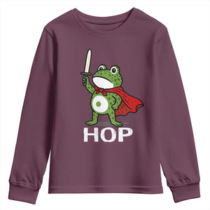 Resist Frog With Sword Youth Sweatshirt No Kings Portland Protest Saves America TS10 Maroon Print Your Wear