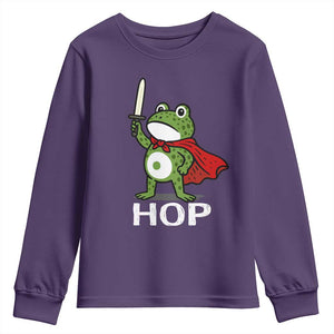 Resist Frog With Sword Youth Sweatshirt No Kings Portland Protest Saves America TS10 Purple Print Your Wear