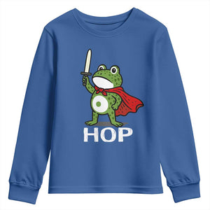 Resist Frog With Sword Youth Sweatshirt No Kings Portland Protest Saves America TS10 Royal Blue Print Your Wear