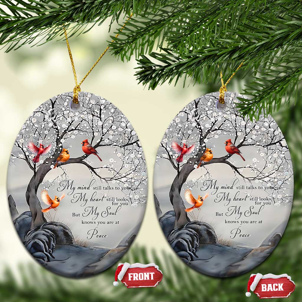 Memorial Christmas Ornament My Mind Still Talks to You Cardinal Loss of Father Gift TS10 Oval Winter Print Your Wear