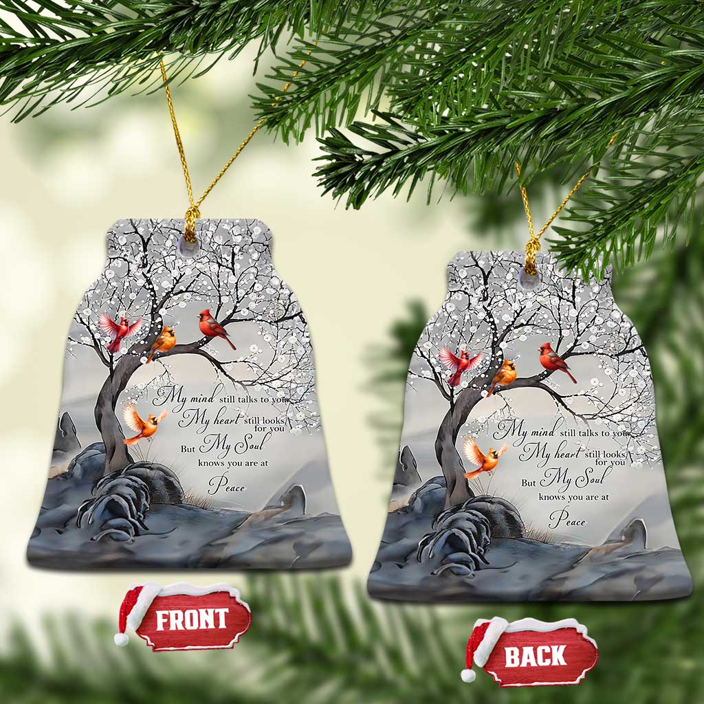 Memorial Christmas Ornament My Mind Still Talks to You Cardinal Loss of Father Gift TS10 Bell Flake Winter Print Your Wear