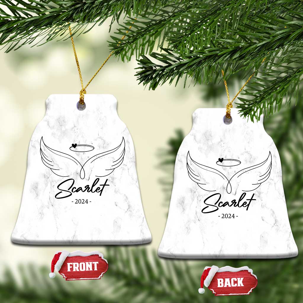 Personalized Memorial Christmas Ornament Custom Name With Angel Wings Remembrance Sympathy Gift TS10 Bell Flake Marbel Print Your Wear