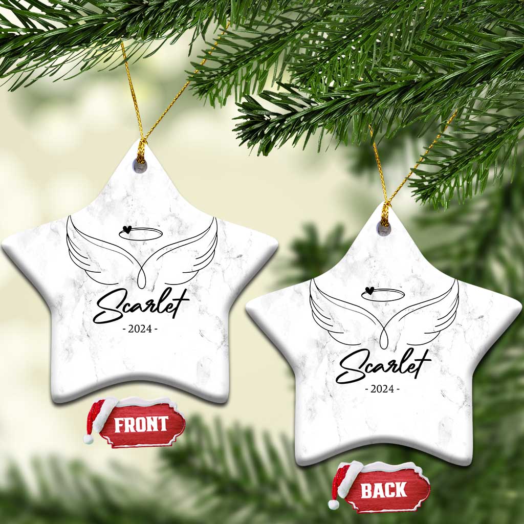 Personalized Memorial Christmas Ornament Custom Name With Angel Wings Remembrance Sympathy Gift TS10 Star Marbel Print Your Wear