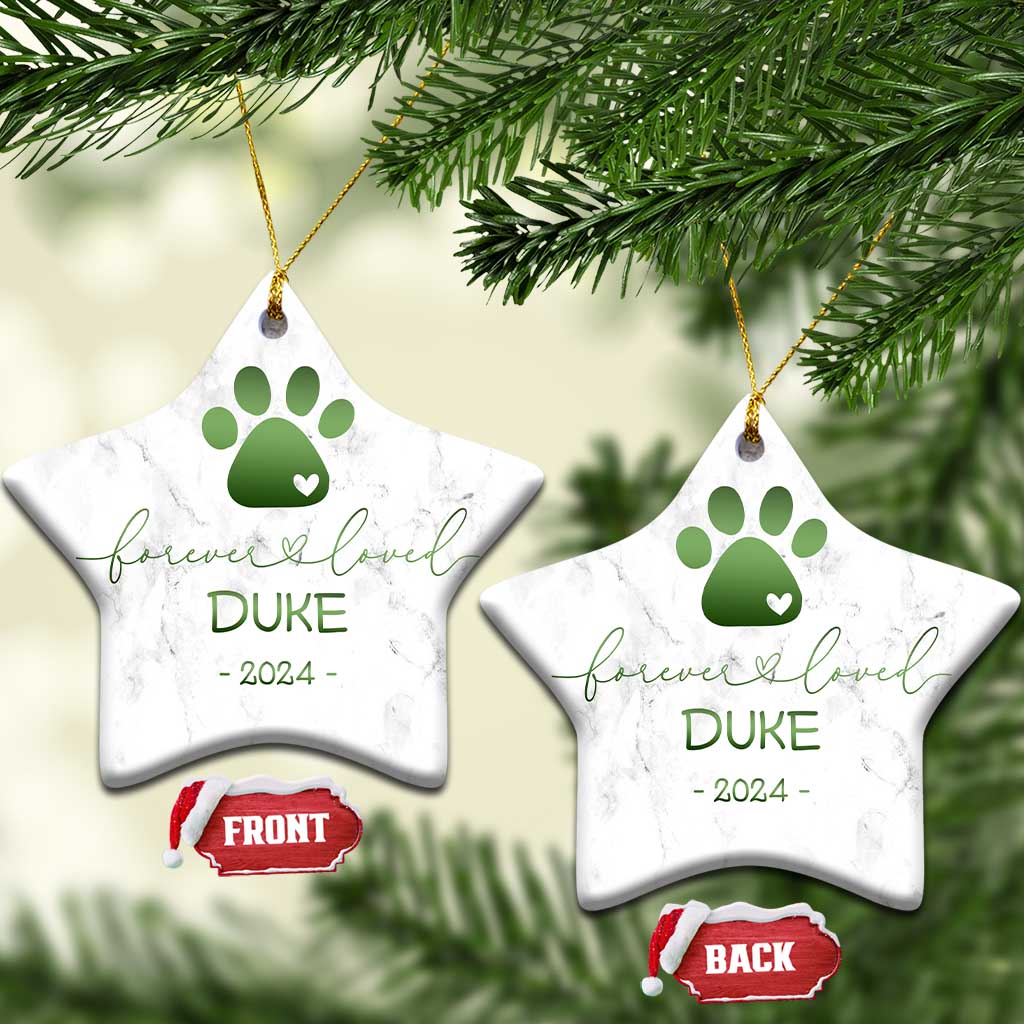 Personalized Pet Memorial Christmas Ornament Custom Name Forevel Loved TS10 Star Marbel Print Your Wear