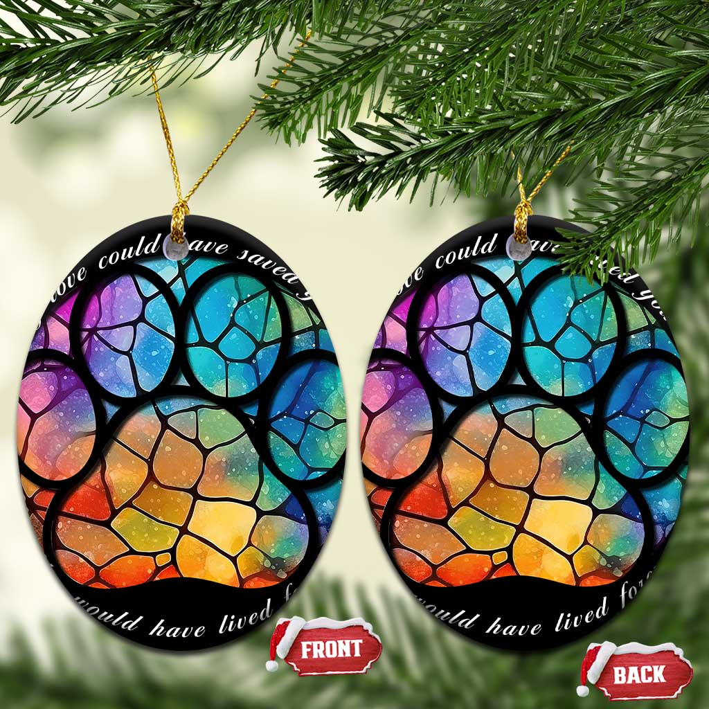 Pet Memorial Christmas Ornament Loss of Dog Cat Paw Pet Remembrance Gifts Stained Glass TS10 Oval Stained Glass Print Your Wear
